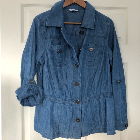 Charter Club Tops - Charter Club cotton denim roll tab sleeve top 1X